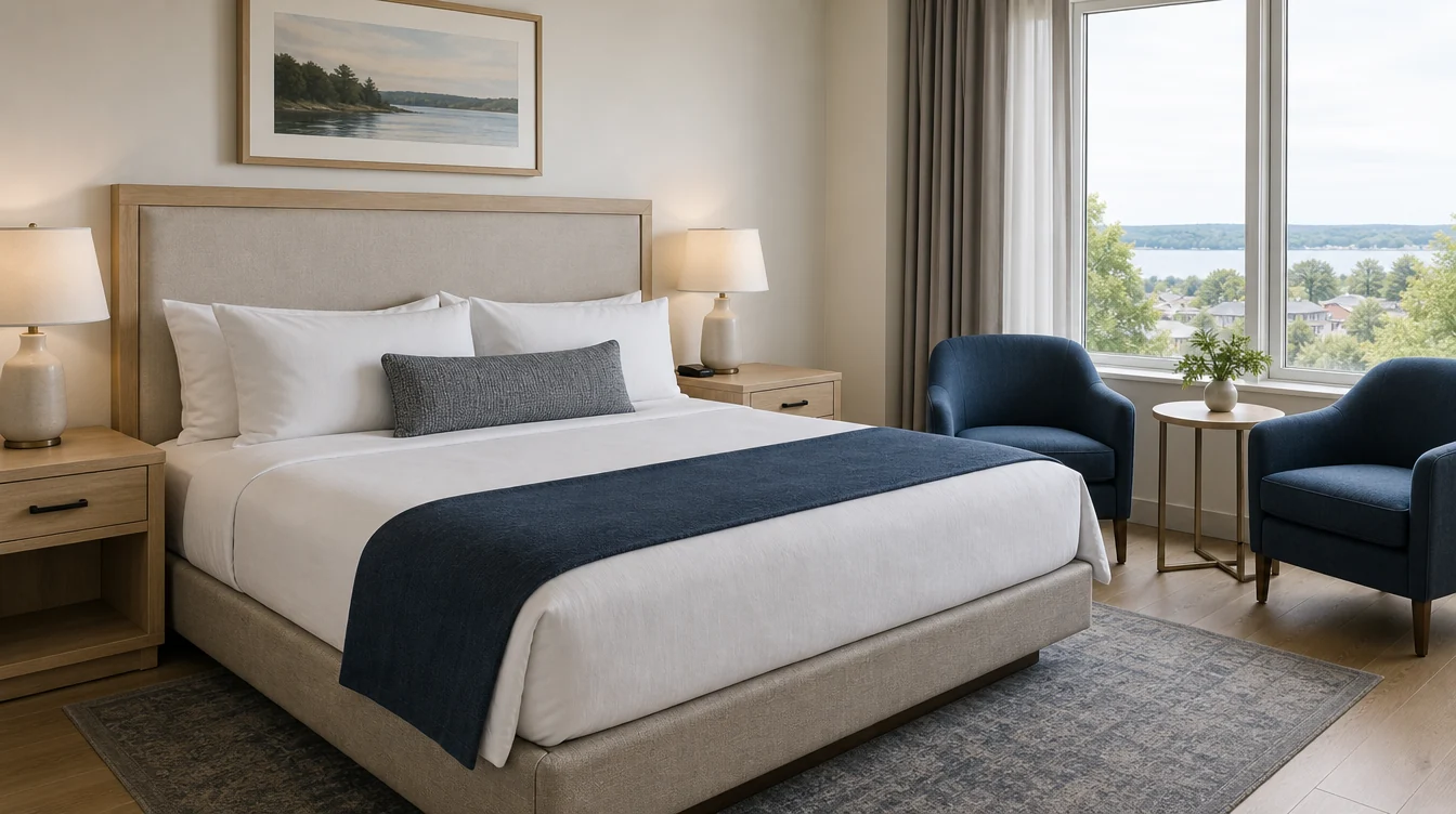 Hotel headboard, bed base and matching nightstands in Michigan