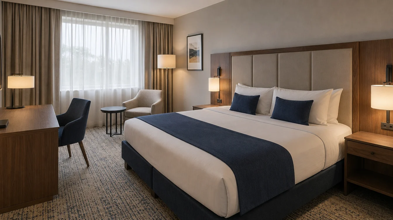 Hotel headboard and coordinated bedside furniture