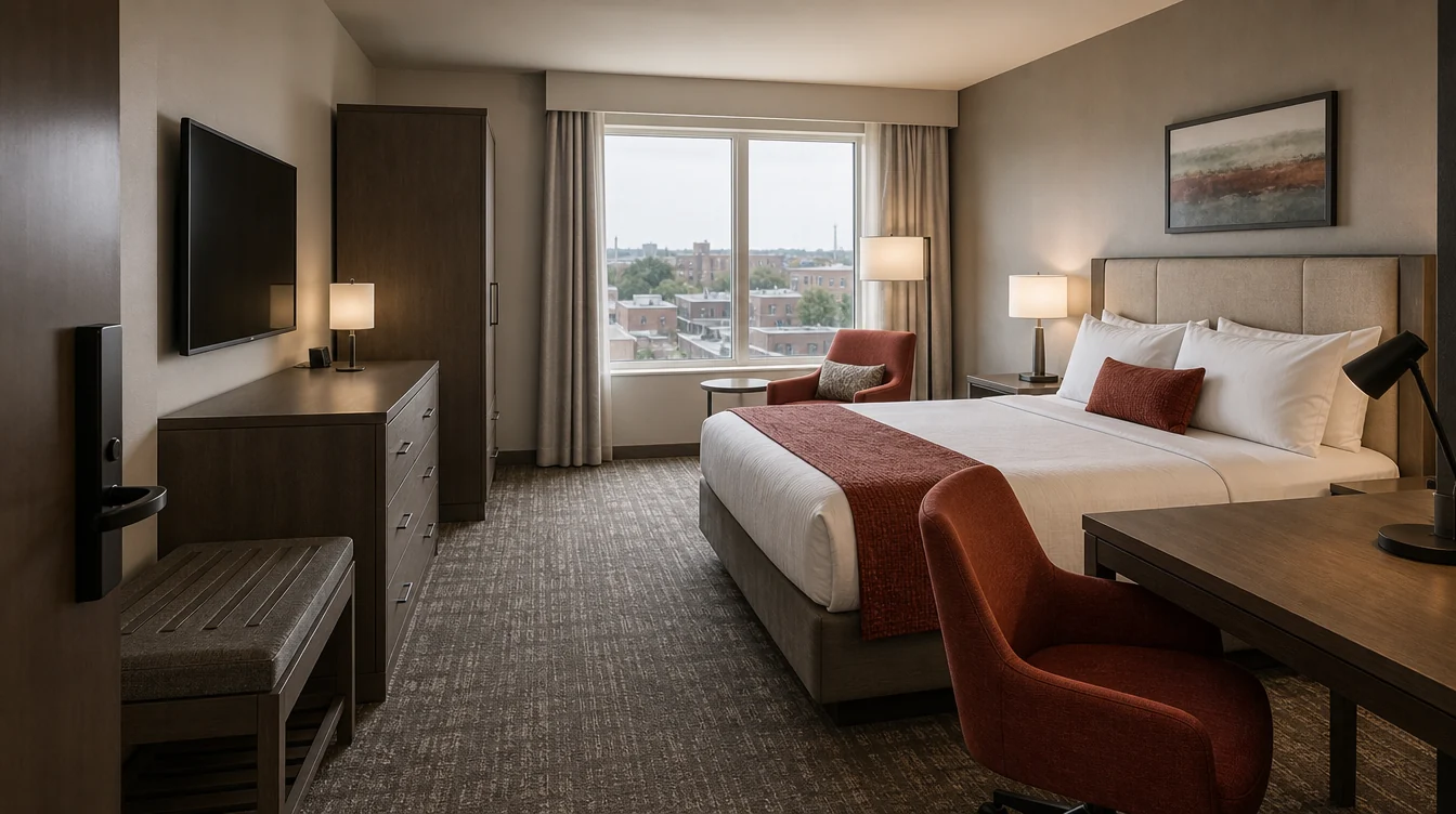 Hotel wardrobe, desk, dresser and luggage furniture in Ohio