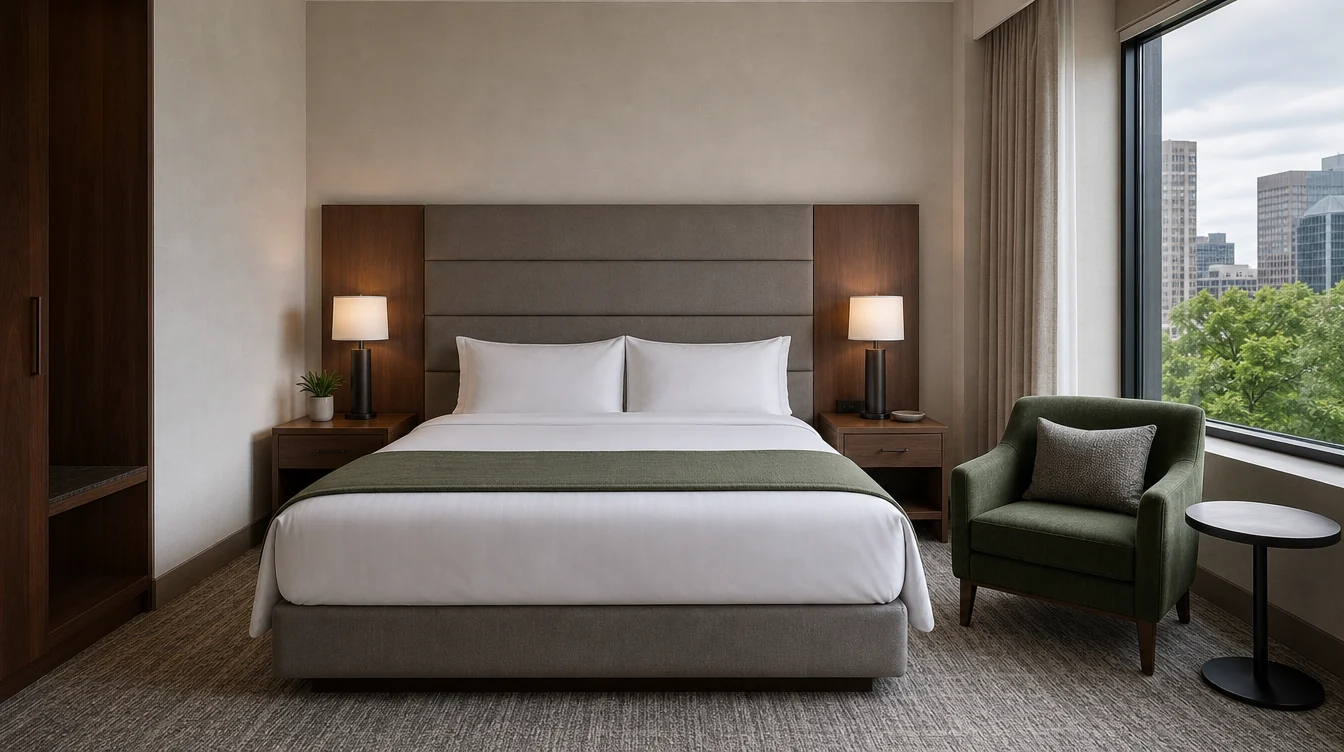 Hotel headboard, bed base and matching nightstands in Washington